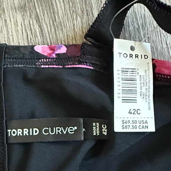 Torrid Black Bra with Pink Floral Lace - Picture 2 of 4